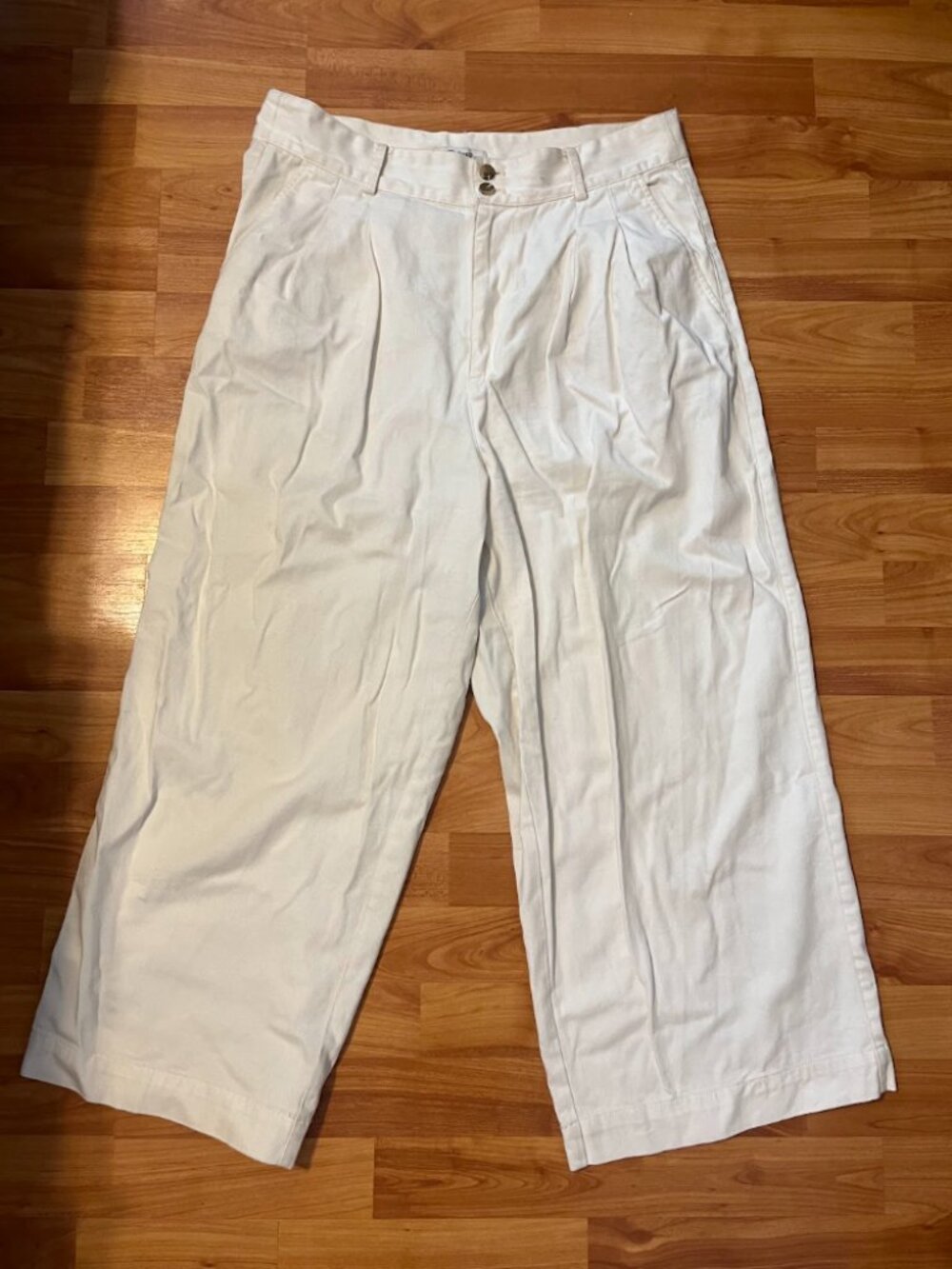 Madewell White/Cream Wide-Leg Jeans